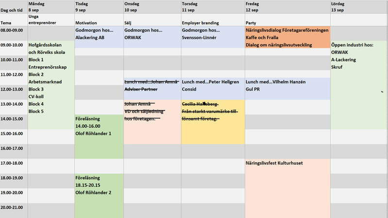 Uppdaterat schema för Näringslivsveckan september 2025